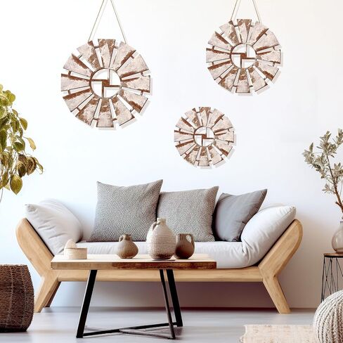 Zzbakress 3 Pcs Wood Windmill Wall Decor Farmhouse Decor for Barhroom Countryside Wooden Windmill Kitchen Wall Decor Vintage Wall Art Decor for Living Room Bedroom Patio Office Shop (Farmhouse, 3) in Kuwait