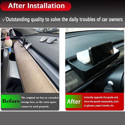 YHCDSEA لـ Tesla Model 3 Model Y منظم وحدة التحكم المركزية خلف صندوق تخزين الشاشة ولوحة القيادة والصينية المخفية وحامل النظارات الشمسية والإكسسوارات الداخلية (أسود) in Kuwait