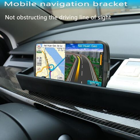 YHCDSEA لـ Tesla Model 3 Model Y منظم وحدة التحكم المركزية خلف صندوق تخزين الشاشة ولوحة القيادة والصينية المخفية وحامل النظارات الشمسية والإكسسوارات الداخلية (أسود) in Kuwait