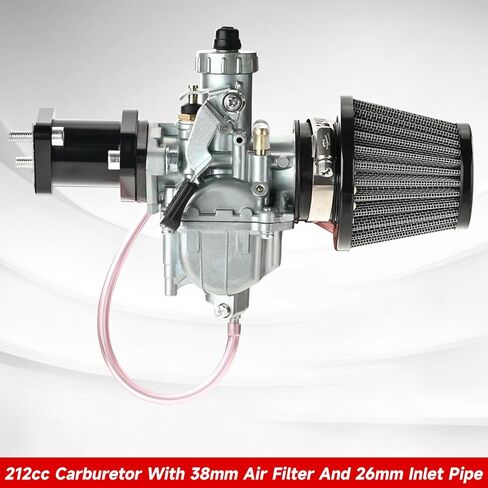 VM22 المكربن ​​Carb Predator 212cc المكربن ​​GX200 6.5hp Clone Engine 196cc CT200U KT196 Moto Mini Bike Race Go Kart 212cc Carburator مع فلتر هواء 38 مم وأنبوب مدخل 26 مم (طقم أسود) in Kuwait