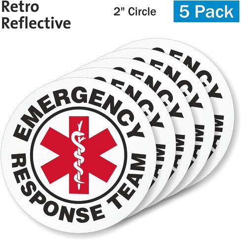 SmartSign "CPR First Aid Certified" Pack of 5 Hard Hat Labels | Retro-Reflective, 2" Circle in Saudi Arabia