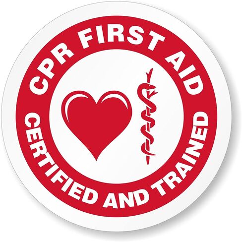 SmartSign "CPR First Aid Certified" Pack of 5 Hard Hat Labels | Retro-Reflective, 2" Circle in Saudi Arabia
