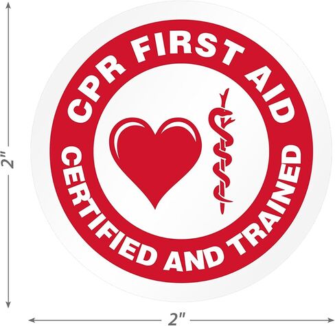 SmartSign "CPR First Aid Certified" Pack of 5 Hard Hat Labels | Retro-Reflective, 2" Circle in Saudi Arabia