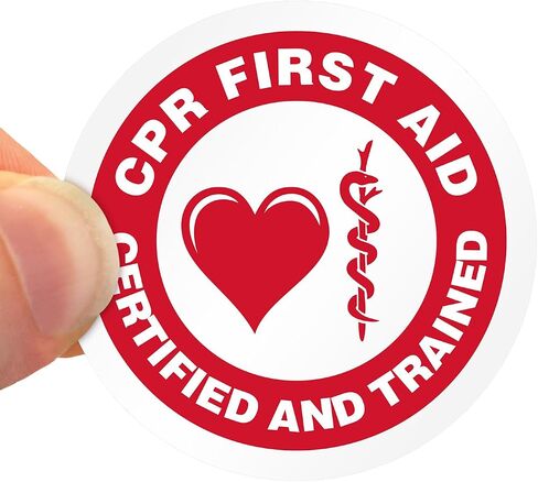 SmartSign "CPR First Aid Certified" Pack of 5 Hard Hat Labels | Retro-Reflective, 2" Circle in Saudi Arabia
