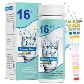 Drinking Water Test Kit Strips: Drinking Water Test Kit - Home Water Testing Kits for Well Tap - Well Water Testing Strips 16 in 1 and 100 Strips for Lead Hardness pH Iron Copper Chlorine and More in Kuwait