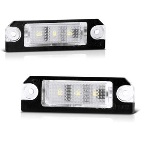 VIPMOTOZ Full LED License Plate Light Lamp Replacement For VW Golf R GTI R32 Beetle Cabrio CC EOS Rabbit Phaeton, 6000K Diamond White, 2-Pieces Tag Lamp Lens Assembly Replacement