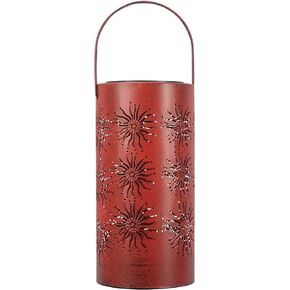 Sunset Vista Designs Moroccan Sun Outdoor Solar Garden Lantern, Red, 9.44 Inches