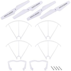 uxcell ABS Propeller CW CCW 2 Pair + 4 Guard Cover + 2 Landing Skid for SYMA X5C X5SC Quadcopter Drone White