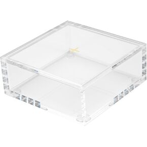 russell+hazel Acrylic Bloc Desktop or Drawer Stackable Organizer, Office Supplies, Clear, with Lid, 4" x 4" x 1.5"
