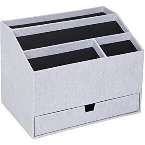 Bigso Box of Sweden Greta Desktop Organizer | Durable Organizer for Office Supplies & Accessories | Desk Organizer with 4 Compartments and Drawer for Customized Organizing | 9.4" x 6.2" x 7.2" | Blue