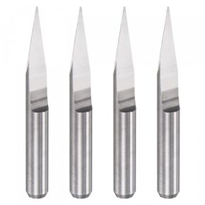 uxcell Wood Engraving Router Bit, 1/8" 3.175mm Shank 0.1mm Tip 20 Degree Solid Carbide CNC 3D Milling Cutter, for Carving Acrylic PVC MDF Plastic, 4pcs