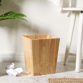 KMwares Decorative Square Wastebasket/Trash Can/Garbage Can for Home Accent, Kitchen, Bathroom Accessories, Office Decoration - Rubber Wood