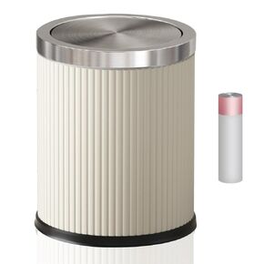 15L/4Gal Leather Trash Can with Gold Swing Cover,Creative Leather Shake Lid Garbage Can,Paper Backet with Flipping Lid, Trash Garbage for Kitchen,Bathroom,Living Room，Office，RV (15L Grey)