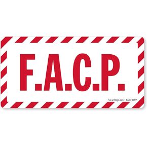 SmartSign - LB-2084-EU-2.5x5-Q5 Adhesive Vinyl Label, Legend "FACP", 2.5" high x 5" wide, Red on Glow (pack of 5)