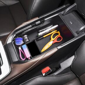 TACORBO Center Console Organizer Compatible with Mazda CX-30 2020 2021 2022 2023 2024 Accessories, Armrest Secondary Storage Box with Coin and Glass Holder Insert Tray, ABS Black Glove Box