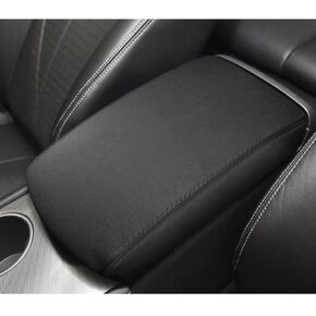 Console Cover for Infiniti Q50 2014-2024 Accessories Car Armrest Cover for Infiniti Q50 2024 2023 2021 2020-2014 Anti-Scratch Leather Armrest Pad Protector (Black with Black Stitches)