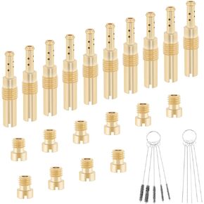 Windance 30pcs Carburetor Main Jet Kit Include10pcs Carburetor Main Nozzles+10pcs Slow Pilot Jet+10pcs Cleaning Brushes Needles, Fit for PWK Keihin OKO CVK PWM (K100-K140)