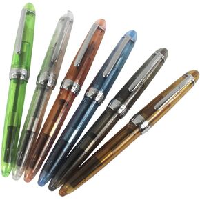 6 PCS Jinhao 992 Plastic Fountain Pen Set, Transparent, Diversity Color(Blue, Green, Grey, Brown, Orange, White)