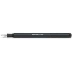 Kaweco Special Fountain Pen Black Aluminium in Octagonal Format I Exclusive Fountain Pen for Ink Cartridges Including Gift Metal Box I Nib Width F (Fine)
