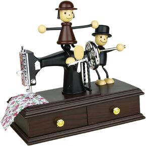 ARTIBETTER Box Music Box Sewing Machine Figurine Dollhouse Sewing Machine Household Decoration Nativity Decor Audio House Gifts Hand- Cranked Music Case to Rotate Antique Plastic Girl