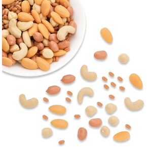 CHGCRAFT 522Pcs 5 Style Artificial Lifelike Nuts Decoration Realistic Fake Wheat Hazelnuts Peanuts Cashews Almonds Simulation Decoratio for Home Kichen Display, 7mm to 23mm