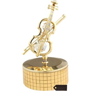 صندوق موسيقى الكمان المطلي بالذهب عيار 24 قيراط من ماتاشي - ذاكرة مع كريستالات على سطح الطاولة لديكور المنزل والمكتب - هدية لعيد الحب بمناسبة الانتقال لمنزل جديد in Kuwait