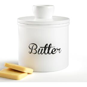 وعاء الزبدة - وعاء زبدة سيراميك 4.5 ساعة للعداد مع الماء للزبدة الناعمة - وعاء حفظ الزبدة الفرنسية مع الماء - وعاء زبدة فرنسي مع غطاء للكونترتوب - طبق زبدة فرنسي مع الماء in Kuwait