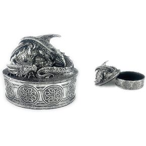 Ain’t It Nice Dragon Statue Trinket Box Dragon Figurine Collectible Fantasy Medieval Décor For Dragon Collectors Dragons Gift Trinkets Box, Blue, 4.5 (L) X 3.25 (W) X 4 (H)