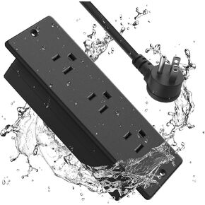 Conference Recessed Power Strip Socket Waterproof,Conference Table Power Strip,Waterproof Furniture Recessed Power Strip,Flush Mount Power Strip with 3 Outlets,6ft Extension Cord with Flat Plug Black