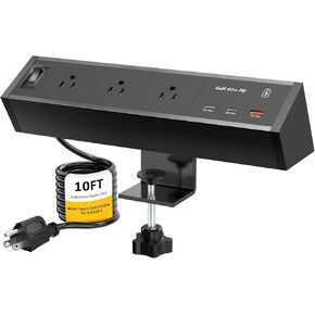 شريط طاقة بمشبك مكتب USB C، محطة شحن سريعة GaN 65W PD، شريط طاقة عالي التحمل قابل للتركيب مع 3 منافذ تيار متردد، منفذ USB C مزدوج (45 وات، 20 وات)، QC 3.0 USB A، سلك تمديد بطول 10 أقدام in Kuwait
