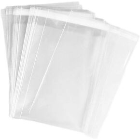 100PCS Resealable Cellophane Bags Clear Plastic Cello Bags with Adhesive Closure for Gift Wrapping Clothing Bread Cookie Decorations Bags(11''x 14'')