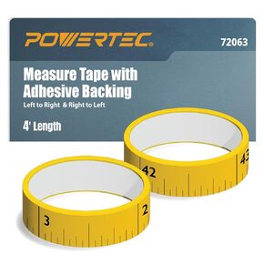 POWERTEC 4' Measuring Tape with Adhesive Backing, Left to Right Imperial, Peel & Stick Metal Tape for T Track, Workbench, Table Saw, Band Saw, Miter Saw, Woodworking Tools & Jigs (71163)
