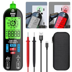 A1X Intelligent Digital Multimeter, Zero and Fire Wires Tester Non Contact Voltage Detector, Fast Accurately Measures Voltage, Current, Capacitors, Diodes, Conductor On/Off, Color Ring Resistance