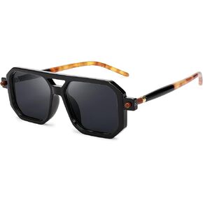BUTABY Retro Square 70s Flat Aviator Sunglasses Women Men Vintage Trendy Plastic Frame Sun Glasses UV400 Protection