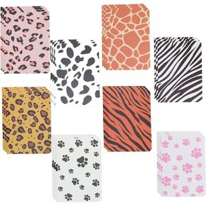 YYaaloa 24pcs Mini Notepads Animal Print Pocket Notebooks, Happy Journal Small Notebooks Bulk for Party Favors School Office Home Coworkers Travel Gift Present Supplies (24pcs-8styles, Animal Print)