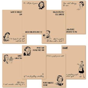 Whaline 8 Packs Funny Memo Pads Women Office Notepads Humorous Sticky Note Pads Funny Novelty Humor Kraft Paper Notepads Sarcastic Adhesive Memo Pad for Women Office Coworker Student Staff Gift in Kuwait