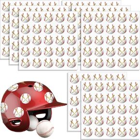 200 Pieces 8 Sheets Baseball Award Decal Set Baseball Vinyl Stickers 1" Small Self Adhesive Baseball Helmet Stickers for Laptops, Cars, Scrapbook, Phones, Batting