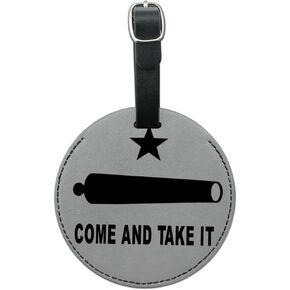 Graphics & More Come and Take It Texas Flag Revolt Round Leather Luggage Id Tag Suitcase, Black