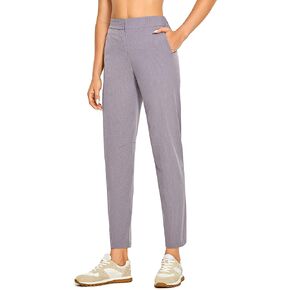 CRZ YOGA Women's Lightweight Breathable Workout Pants Zip-Fly Elastic High Waist Travel Pants with Button Closure