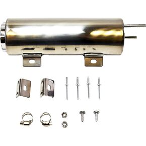 A-Team Performance - Stainless Steel Overflow Tank with Twist Cap Universal Fit - Compatible with GMC Chevy Chevrolet Dodge Ford Mopar 2" X 10"