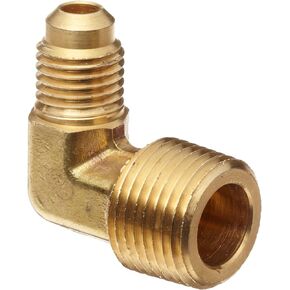 Anderson Metals Brass Tube Fitting, 90 Degree Elbow, 1/4" Flare x 1/4" Male Pipe