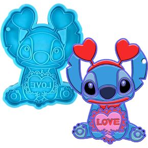 Shiny Keychain Resin Molds Alien Heart Silicone Casting Molds for DIY Valentine's Day Keychain Pendant Decoration or Homemade Chocolate Dessert (Love)