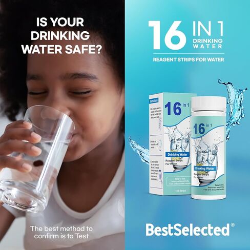 Drinking Water Test Kit Strips: Drinking Water Test Kit - Home Water Testing Kits for Well Tap - Well Water Testing Strips 16 in 1 and 100 Strips for Lead Hardness pH Iron Copper Chlorine and More in Kuwait