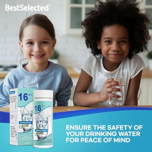 Drinking Water Test Kit Strips: Drinking Water Test Kit - Home Water Testing Kits for Well Tap - Well Water Testing Strips 16 in 1 and 100 Strips for Lead Hardness pH Iron Copper Chlorine and More in Kuwait