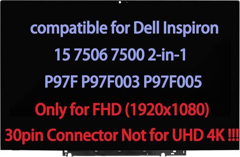 شاشة بديلة 15.6 بوصة لجهاز Dell Inspiron 15 7506 2 في 1 P97F P97F003 P97F005 LCD تعمل باللمس محول رقمي شاشة LED مع إطار UHD 4K (موصل 40pin) in Saudi Arabia