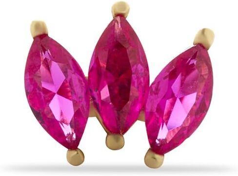 Lotus Labret Cartilage Stud Piercing Earring With Red Zircons - 14K Solid Yellow Gold - For Helix Tragus Lobe Conch Flat & Other Body Piercing BY KORAL JEWELRY in Saudi Arabia