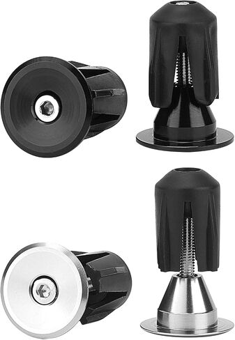 GORGECRAFT 4PCS Bar End Plugs Aluminum Handlebar Caps Cycling Road Mountain Bike Colorful Plug for Most Bicycle(Black/Silver) in Saudi Arabia
