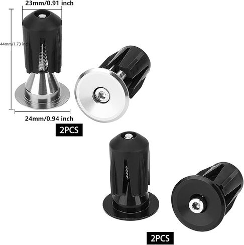 GORGECRAFT 4PCS Bar End Plugs Aluminum Handlebar Caps Cycling Road Mountain Bike Colorful Plug for Most Bicycle(Black/Silver) in Saudi Arabia
