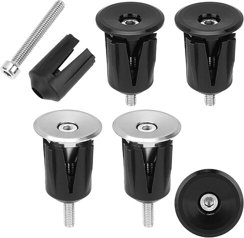 GORGECRAFT 4PCS Bar End Plugs Aluminum Handlebar Caps Cycling Road Mountain Bike Colorful Plug for Most Bicycle(Black/Silver) in Saudi Arabia