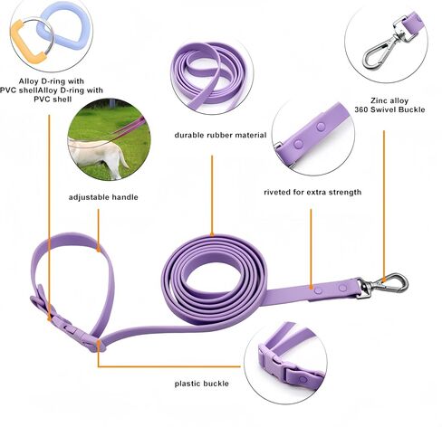 Hands Free Dog Leash, 4-7.5 FT PVC Waterproof Multifunctional Dog Leash Adjustable Lengths for Handless Walking Training Running with Cross Body, Over Shoulder, Waist and Belt Leash (Black) in Saudi Arabia